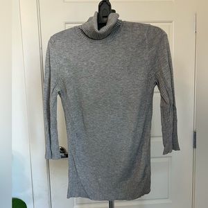 Espresso mock neck 3/4 sleeve sweater with buttons, size XS